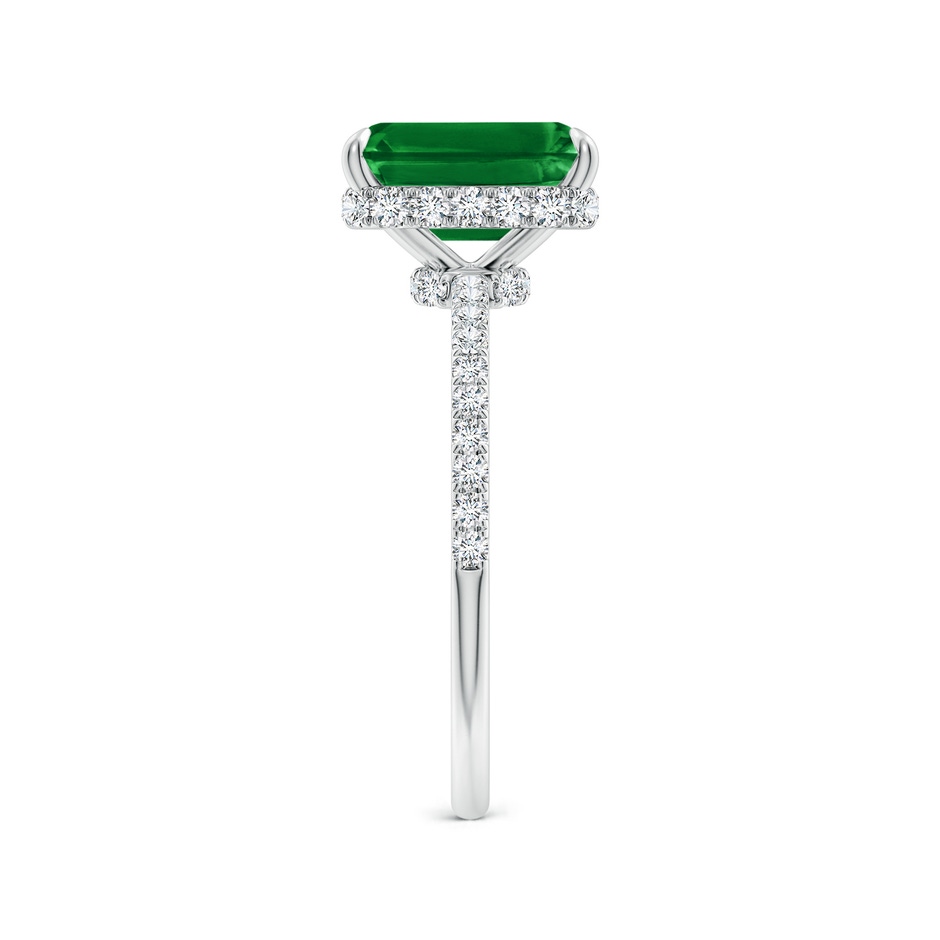9x7mm AAAA Emerald-Cut Emerald Hidden Halo Classic Engagement Ring in P950 Platinum side 299