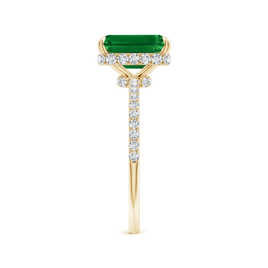 9x7mm AAAA Emerald-Cut Emerald Hidden Halo Classic Engagement Ring in Yellow Gold side 299