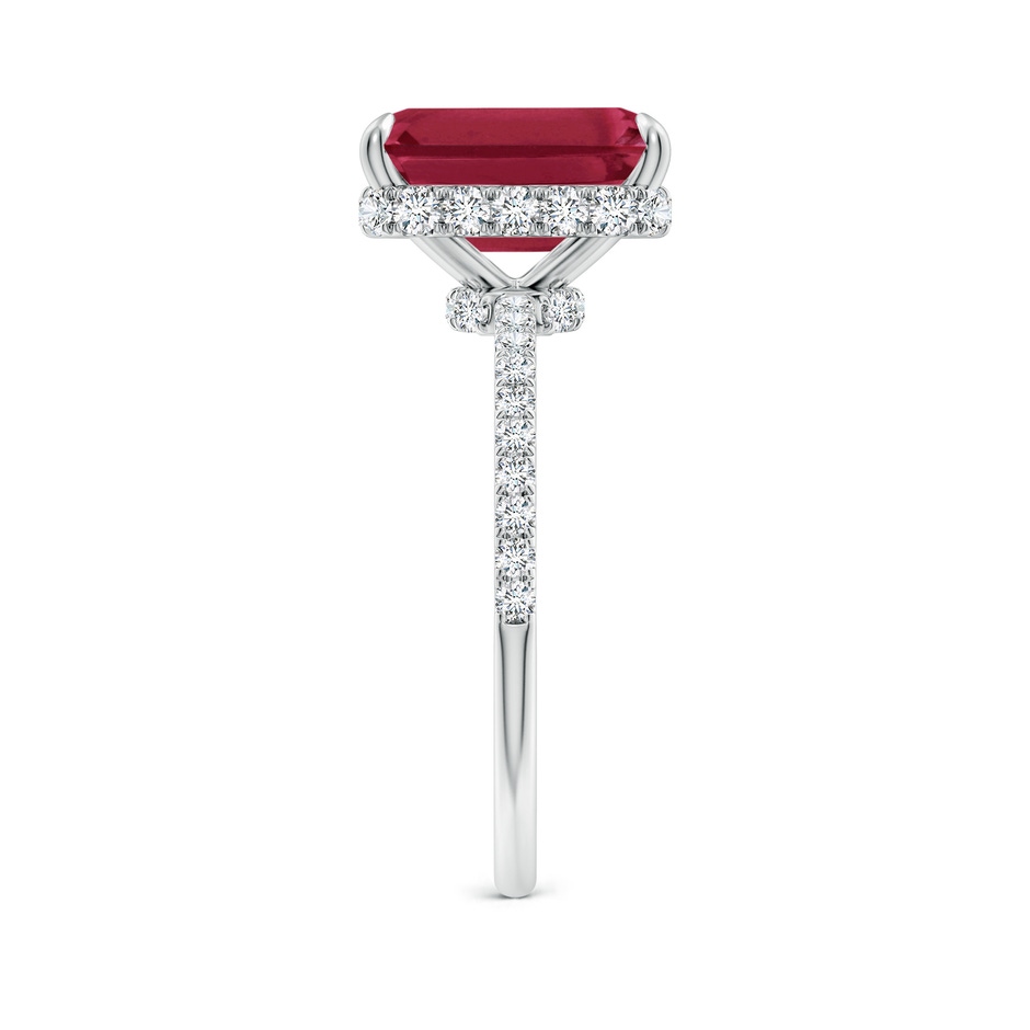 10x8mm A Emerald-Cut Ruby Hidden Halo Classic Engagement Ring in White Gold side 299
