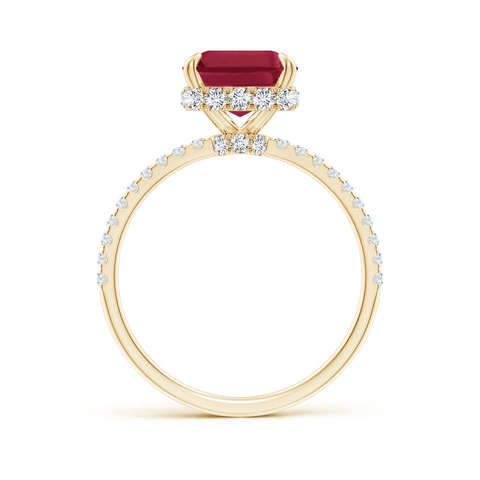 10x8mm A Emerald-Cut Ruby Hidden Halo Classic Engagement Ring in Yellow Gold side 199