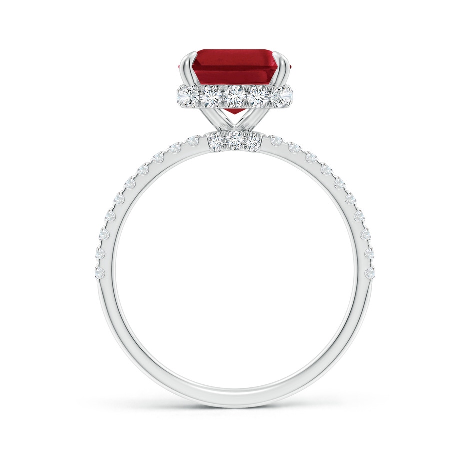 10x8mm AA Emerald-Cut Ruby Hidden Halo Classic Engagement Ring in P950 Platinum side 199