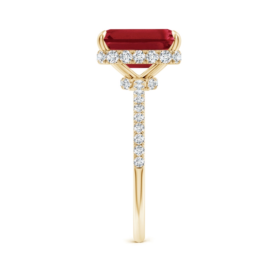 10x8mm AA Emerald-Cut Ruby Hidden Halo Classic Engagement Ring in Yellow Gold side 299