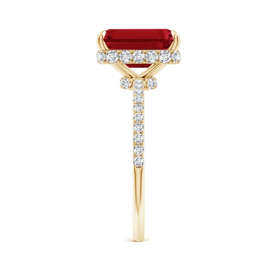 10x8mm AAA Emerald-Cut Ruby Hidden Halo Classic Engagement Ring in Yellow Gold side 299