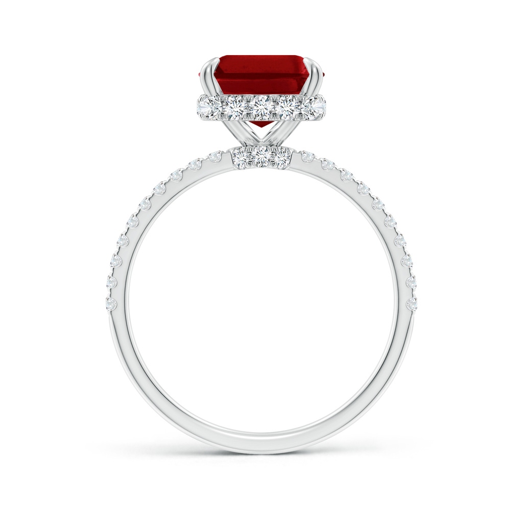 10x8mm AAAA Emerald-Cut Ruby Hidden Halo Classic Engagement Ring in P950 Platinum - side 199