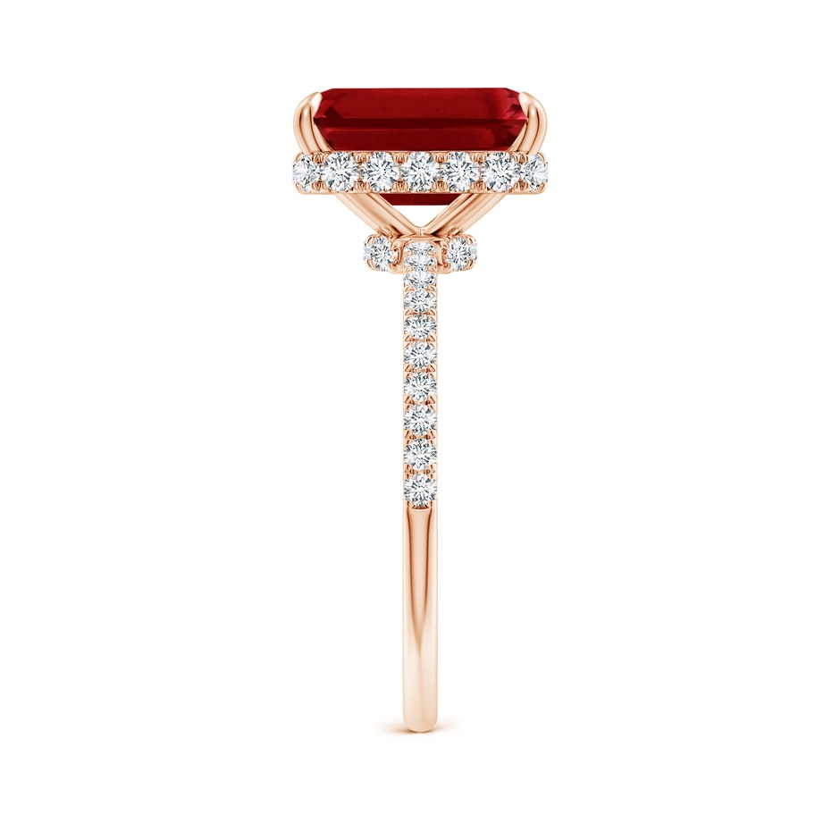 10x8mm AAAA Emerald-Cut Ruby Hidden Halo Classic Engagement Ring in Rose Gold side 299
