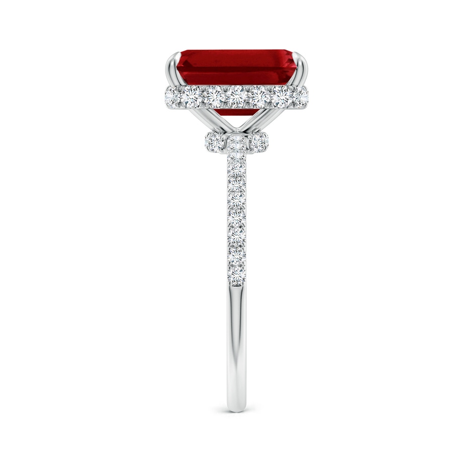 10x8mm AAAA Emerald-Cut Ruby Hidden Halo Classic Engagement Ring in White Gold side 299