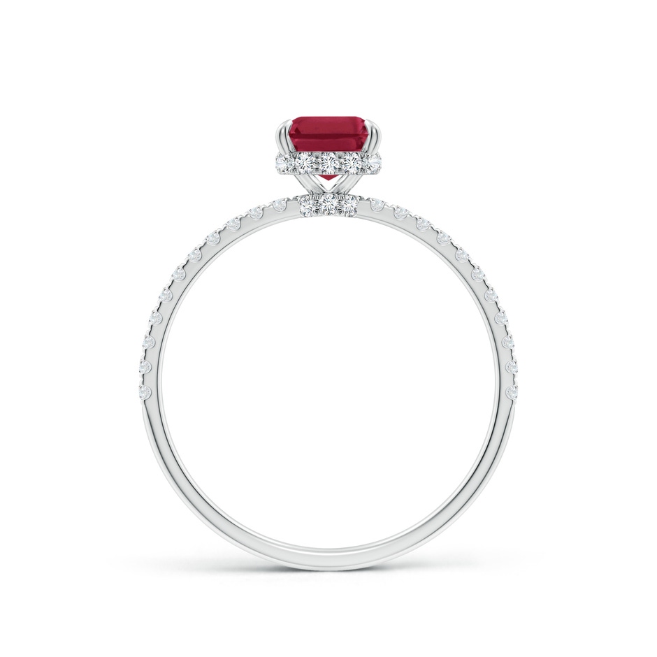 7x5mm A Emerald-Cut Ruby Hidden Halo Classic Engagement Ring in White Gold side 199
