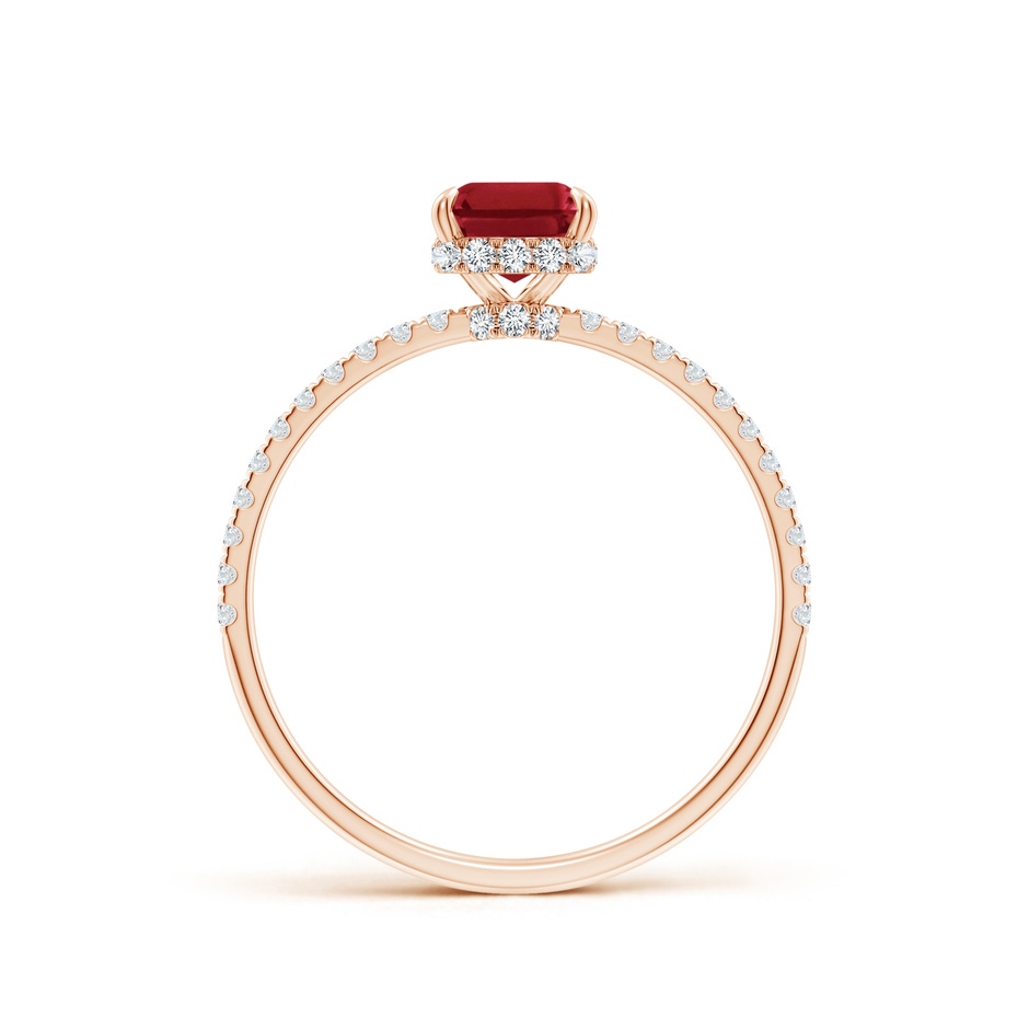7x5mm AA Emerald-Cut Ruby Hidden Halo Classic Engagement Ring in Rose Gold side 199