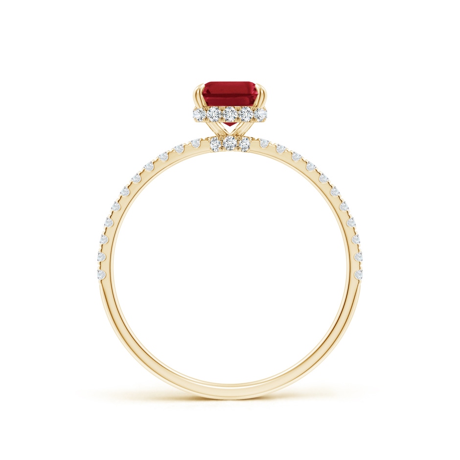 7x5mm AA Emerald-Cut Ruby Hidden Halo Classic Engagement Ring in Yellow Gold side 199