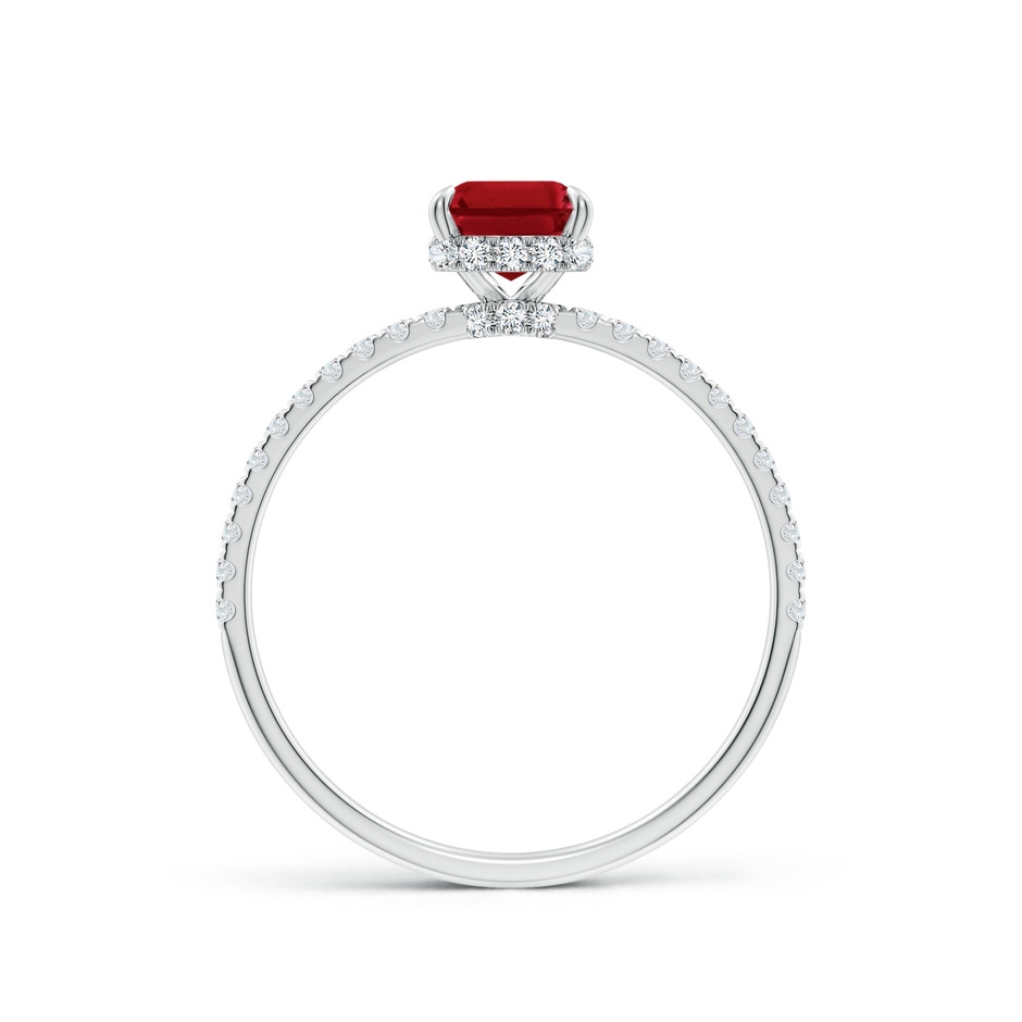 7x5mm AAA Emerald-Cut Ruby Hidden Halo Classic Engagement Ring in 18K White Gold side 199