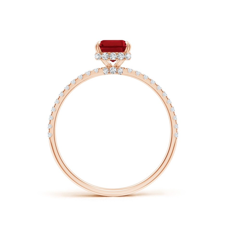 7x5mm AAA Emerald-Cut Ruby Hidden Halo Classic Engagement Ring in Rose Gold side 199