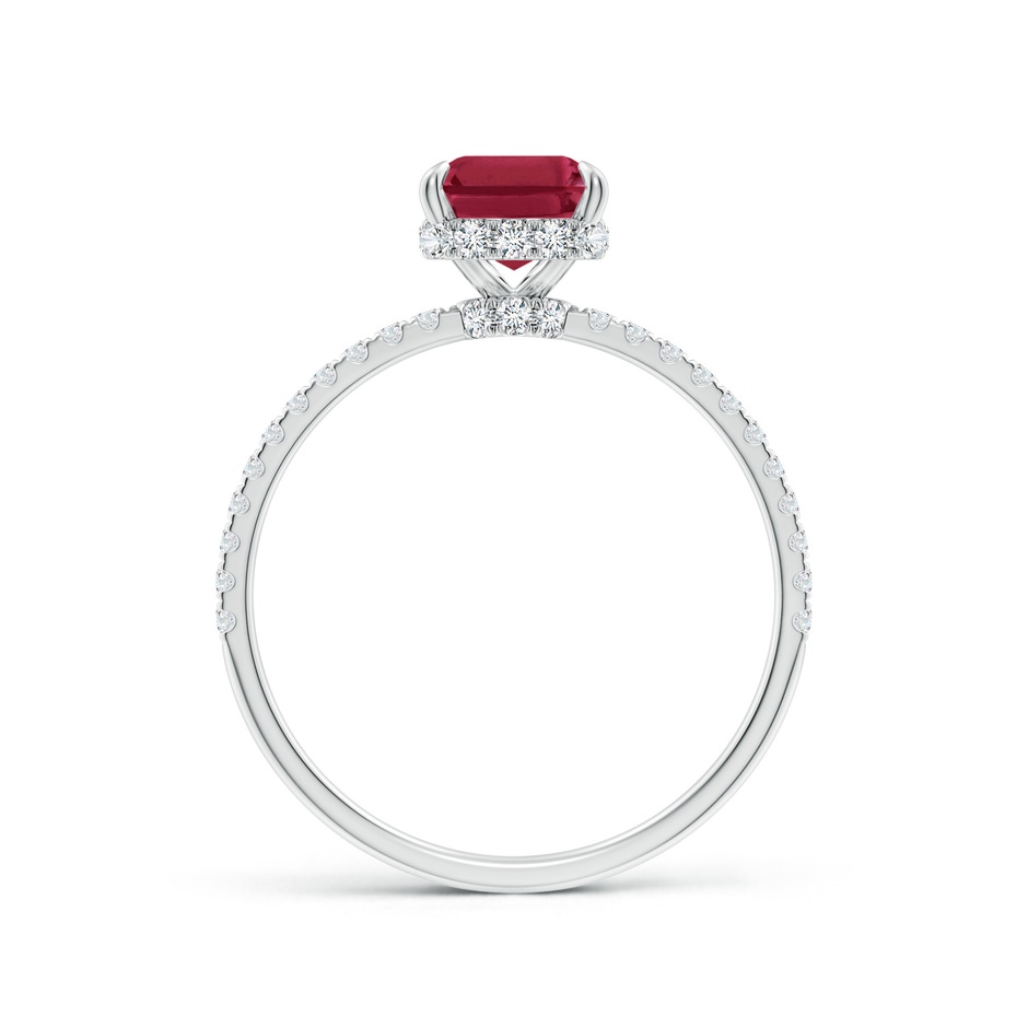 8x6mm A Emerald-Cut Ruby Hidden Halo Classic Engagement Ring in White Gold side 199