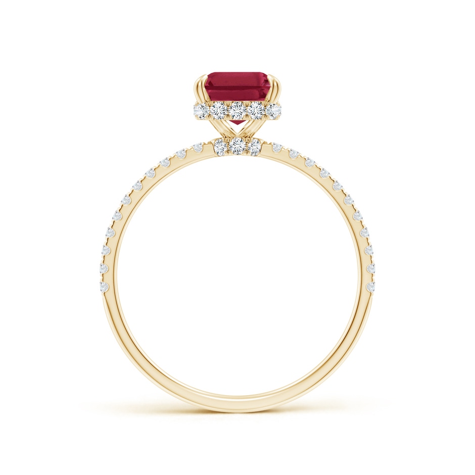 8x6mm A Emerald-Cut Ruby Hidden Halo Classic Engagement Ring in Yellow Gold side 199