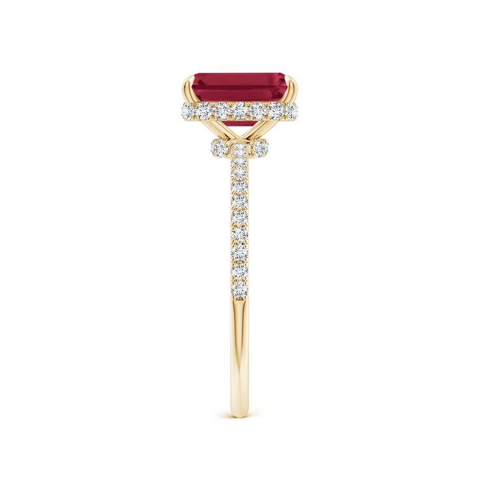 8x6mm A Emerald-Cut Ruby Hidden Halo Classic Engagement Ring in Yellow Gold side 299