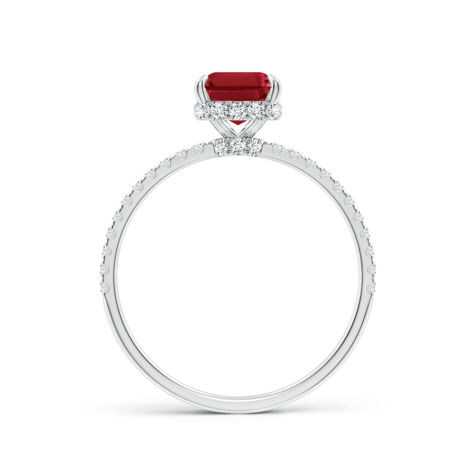 8x6mm AA Emerald-Cut Ruby Hidden Halo Classic Engagement Ring in White Gold side 199