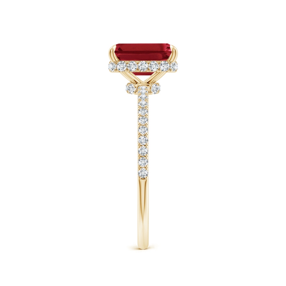 8x6mm AA Emerald-Cut Ruby Hidden Halo Classic Engagement Ring in Yellow Gold side 299