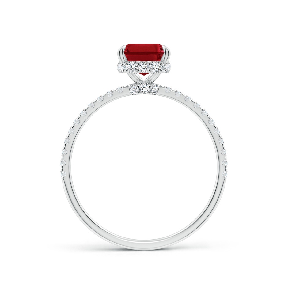 8x6mm AAA Emerald-Cut Ruby Hidden Halo Classic Engagement Ring in P950 Platinum side 199