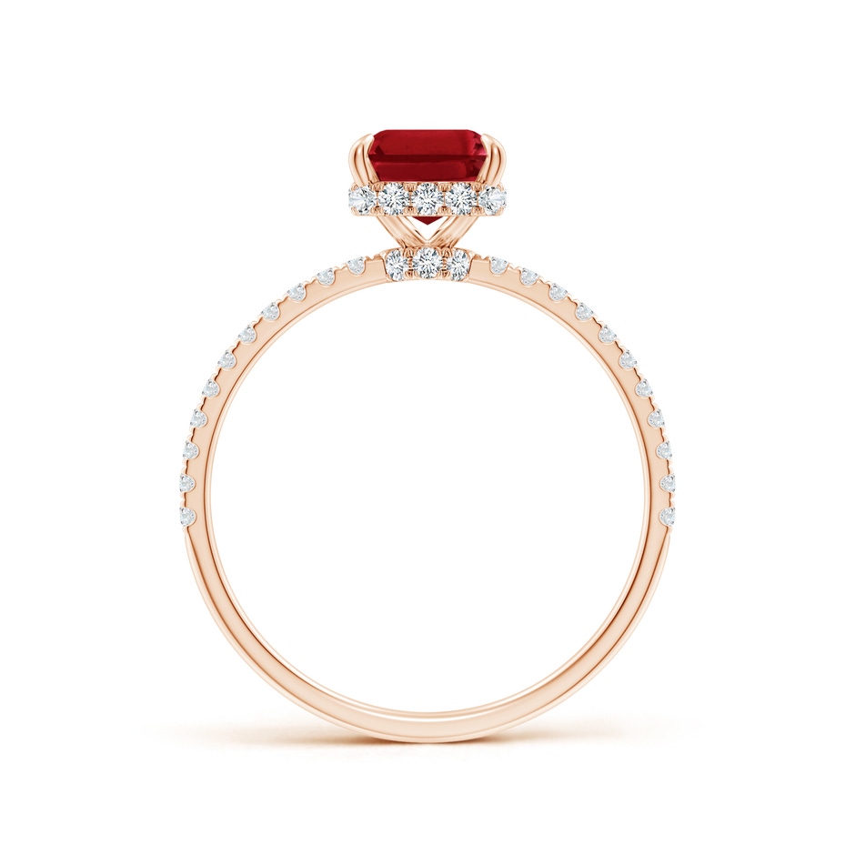 8x6mm AAA Emerald-Cut Ruby Hidden Halo Classic Engagement Ring in Rose Gold side 199