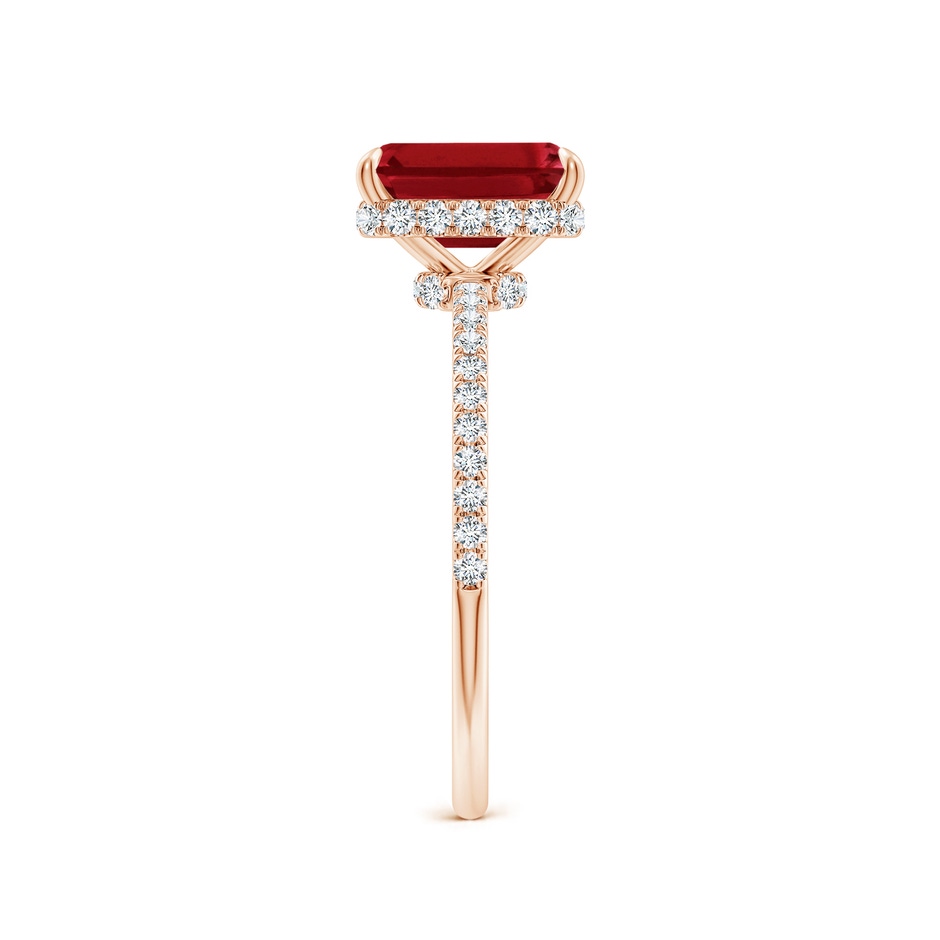 8x6mm AAA Emerald-Cut Ruby Hidden Halo Classic Engagement Ring in Rose Gold side 299