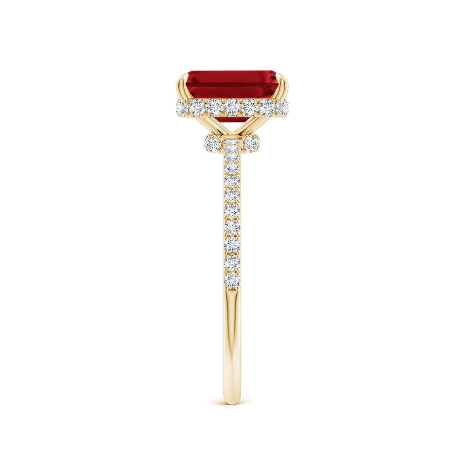 8x6mm AAA Emerald-Cut Ruby Hidden Halo Classic Engagement Ring in Yellow Gold side 299