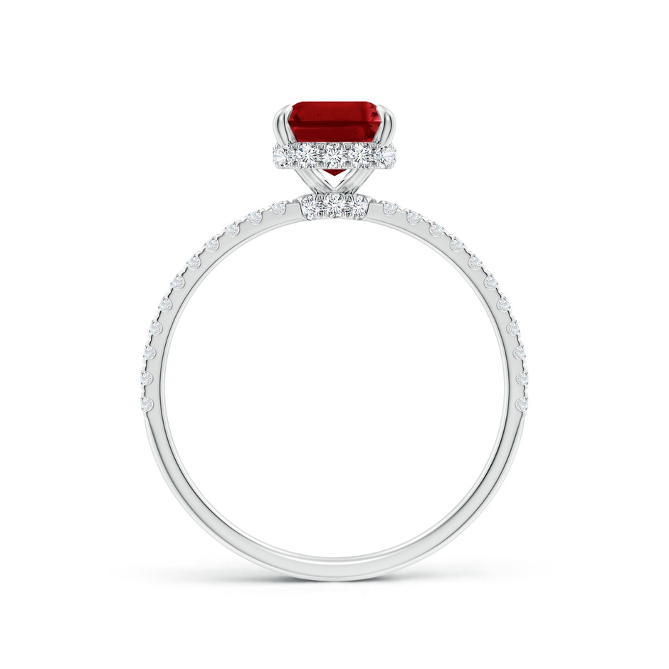 8x6mm AAAA Emerald-Cut Ruby Hidden Halo Classic Engagement Ring in P950 Platinum side 199