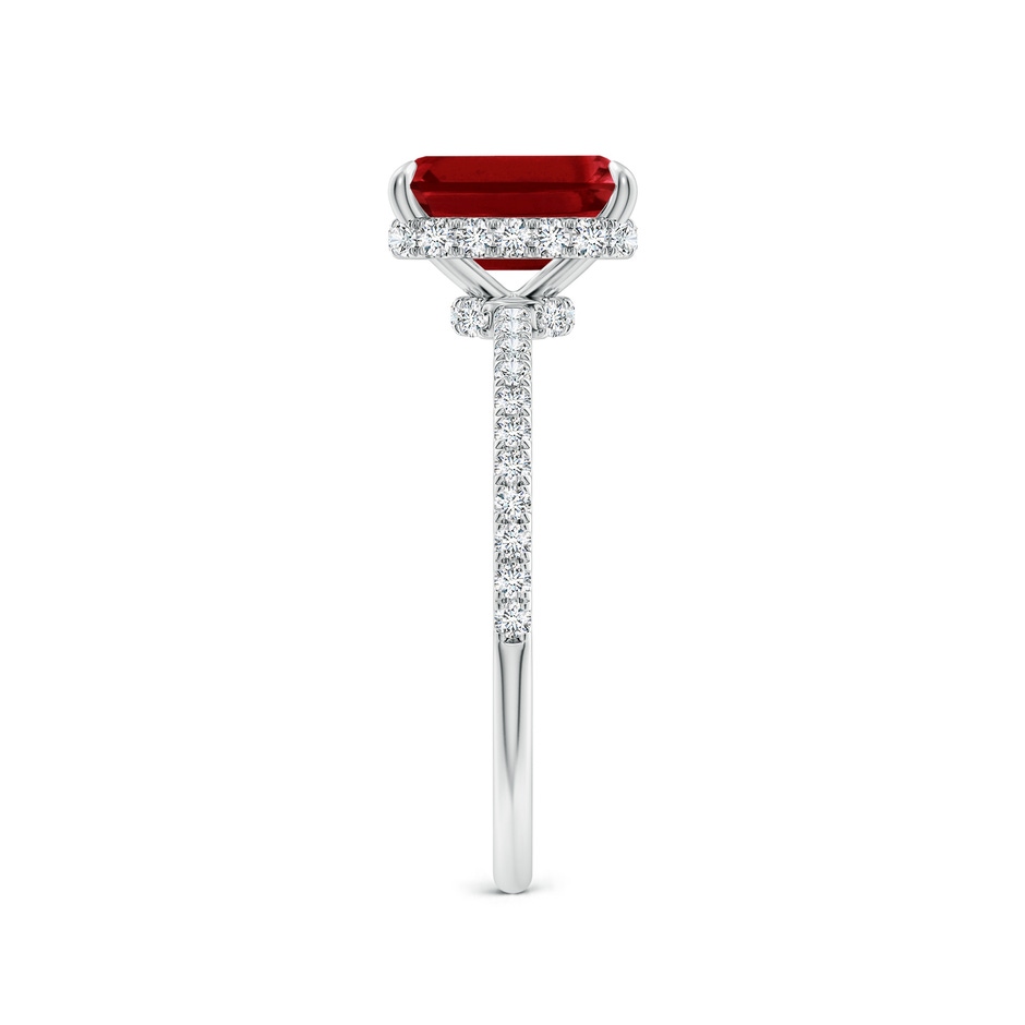 8x6mm AAAA Emerald-Cut Ruby Hidden Halo Classic Engagement Ring in P950 Platinum side 299