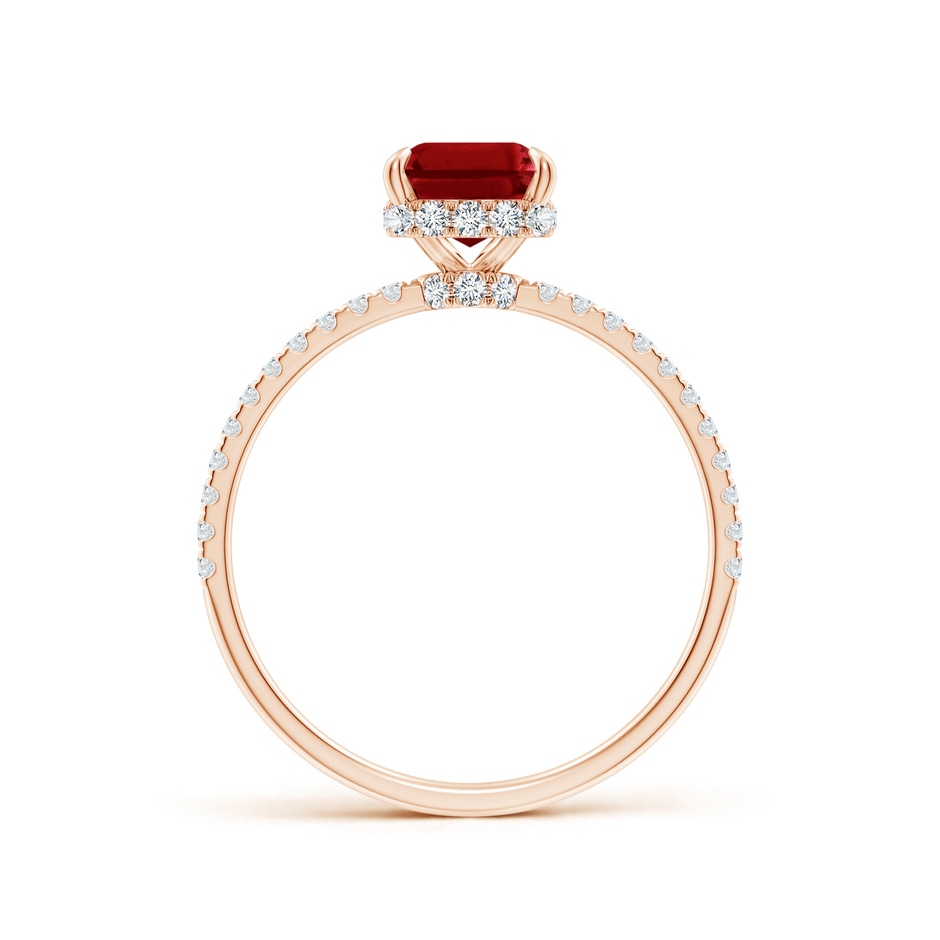 8x6mm AAAA Emerald-Cut Ruby Hidden Halo Classic Engagement Ring in Rose Gold side 199