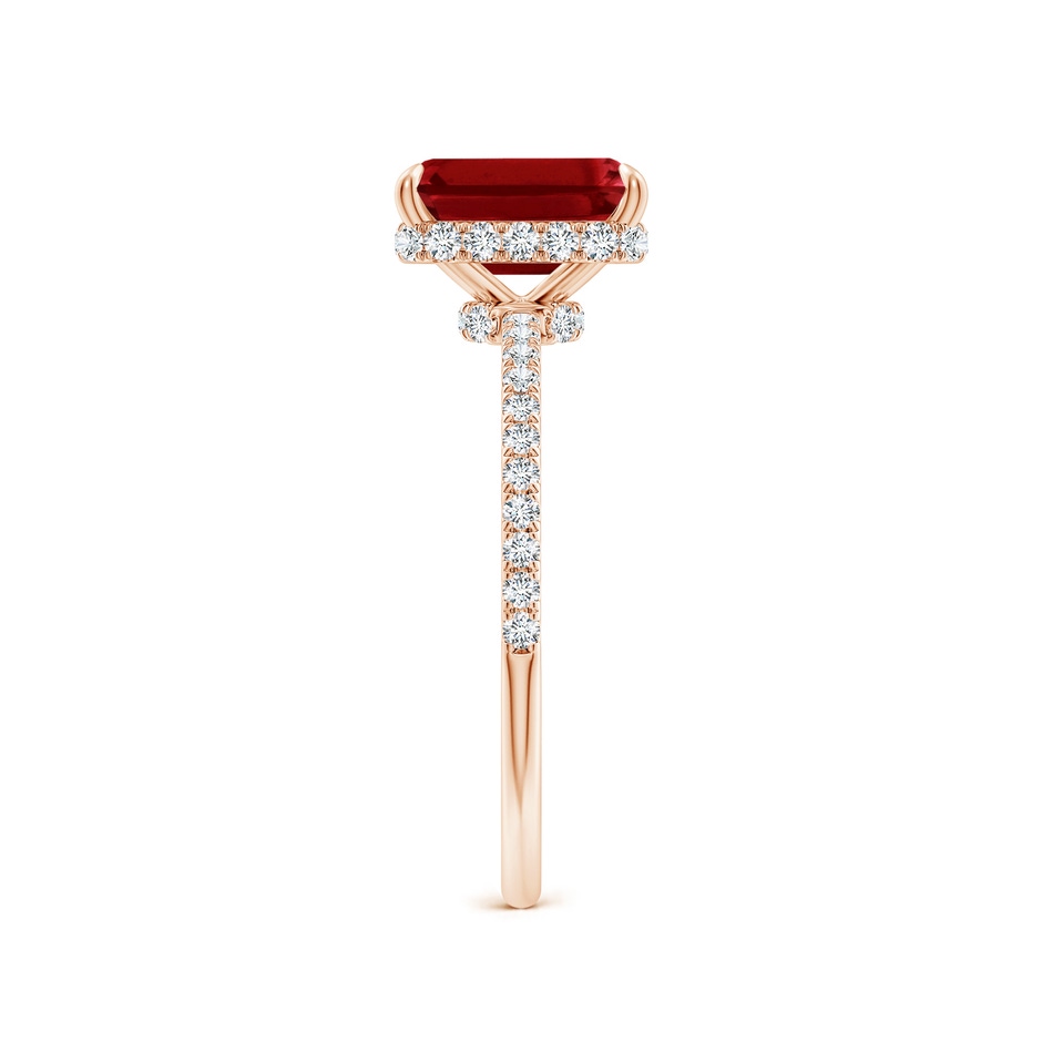 8x6mm AAAA Emerald-Cut Ruby Hidden Halo Classic Engagement Ring in Rose Gold side 299