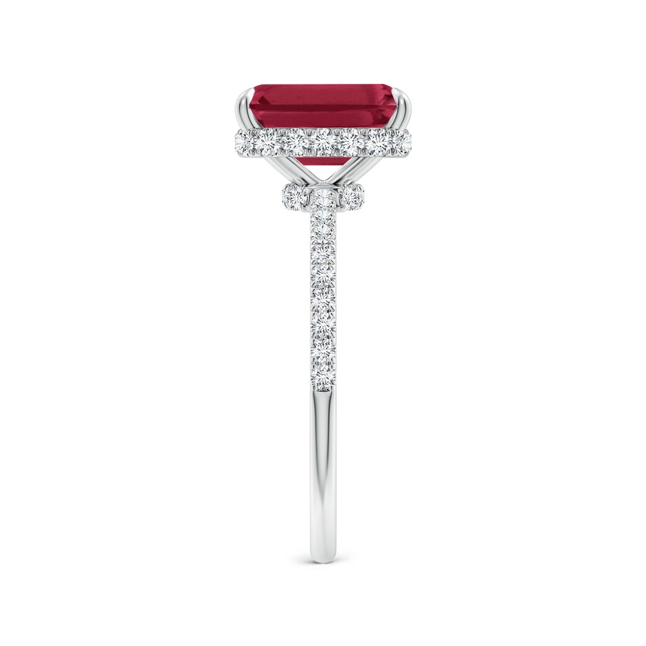 9x7mm A Emerald-Cut Ruby Hidden Halo Classic Engagement Ring in P950 Platinum side 299