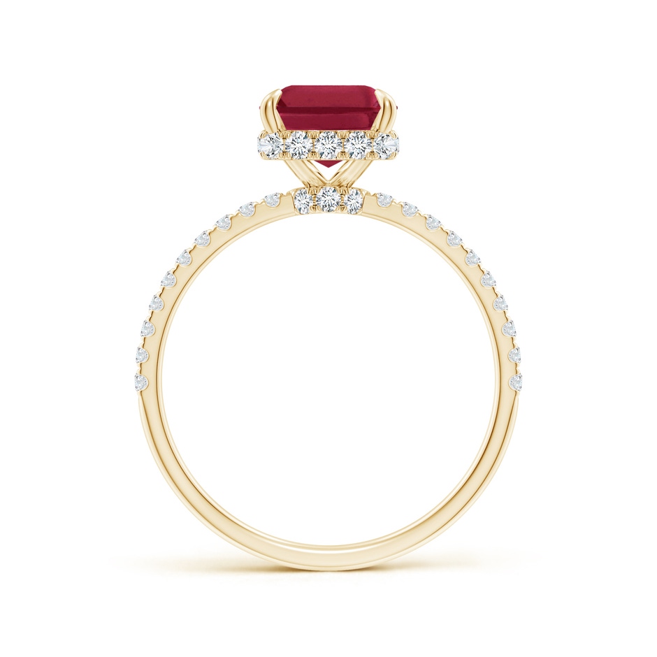 9x7mm A Emerald-Cut Ruby Hidden Halo Classic Engagement Ring in Yellow Gold side 199