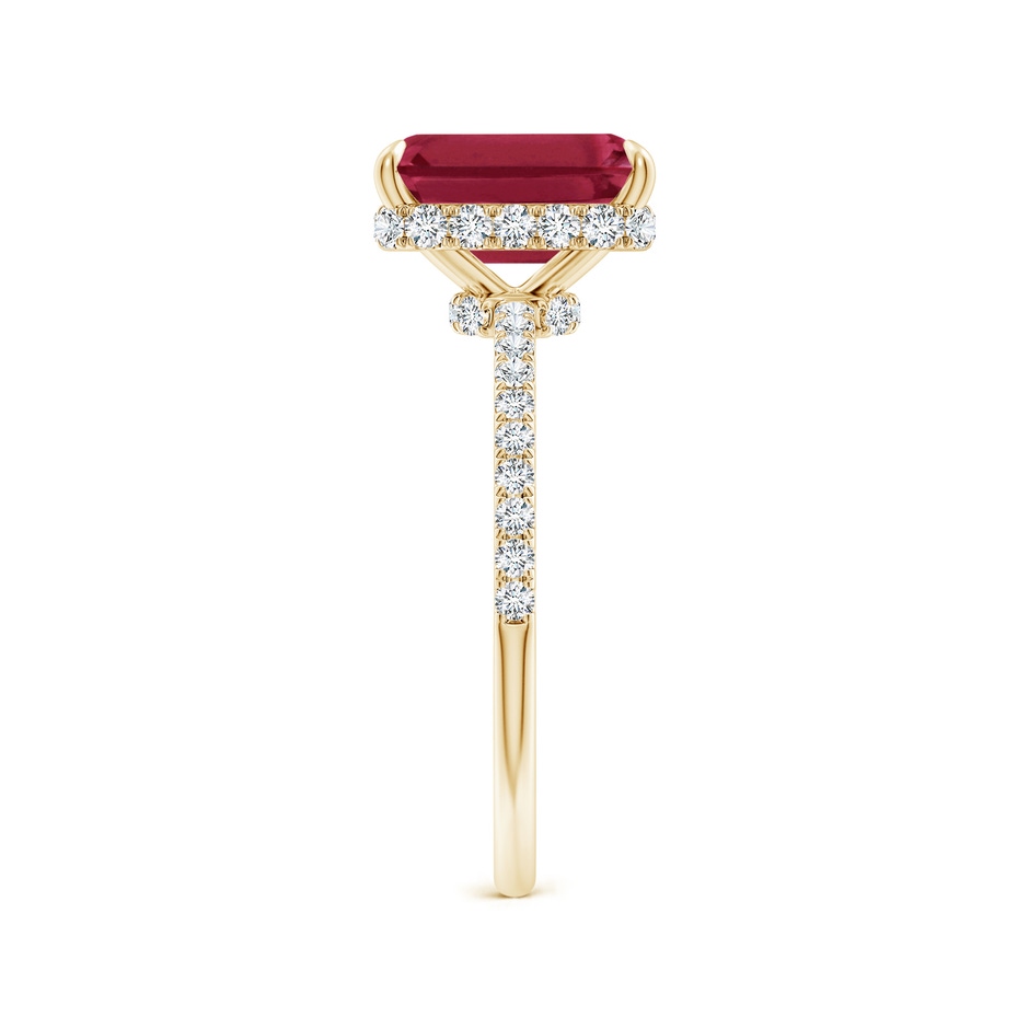 9x7mm A Emerald-Cut Ruby Hidden Halo Classic Engagement Ring in Yellow Gold side 299