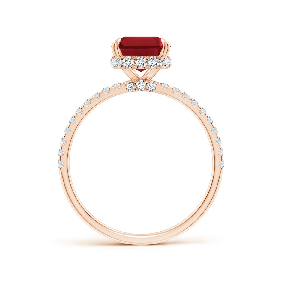 9x7mm AA Emerald-Cut Ruby Hidden Halo Classic Engagement Ring in 18K Rose Gold side 199
