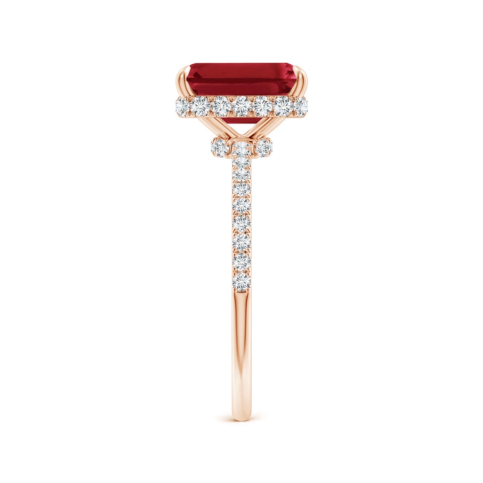 9x7mm AA Emerald-Cut Ruby Hidden Halo Classic Engagement Ring in 18K Rose Gold side 299