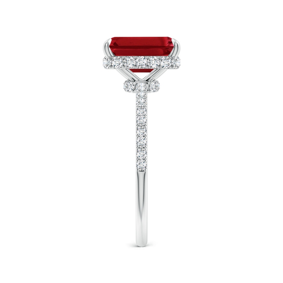 9x7mm AAA Emerald-Cut Ruby Hidden Halo Classic Engagement Ring in P950 Platinum side 299