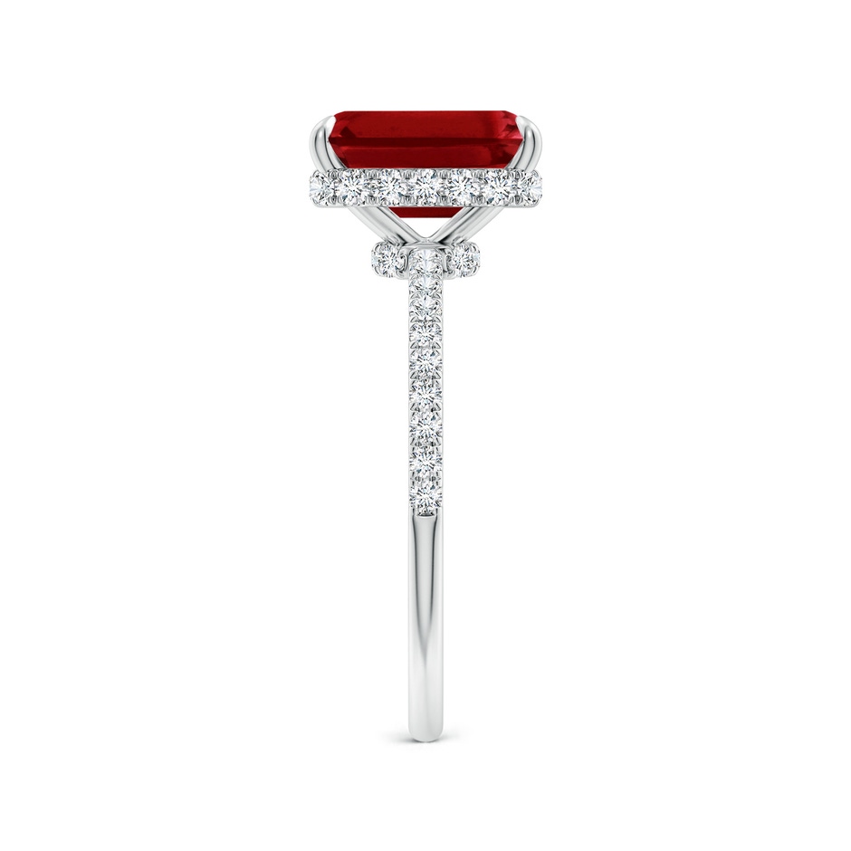 9x7mm AAAA Emerald-Cut Ruby Hidden Halo Classic Engagement Ring in P950 Platinum side 299