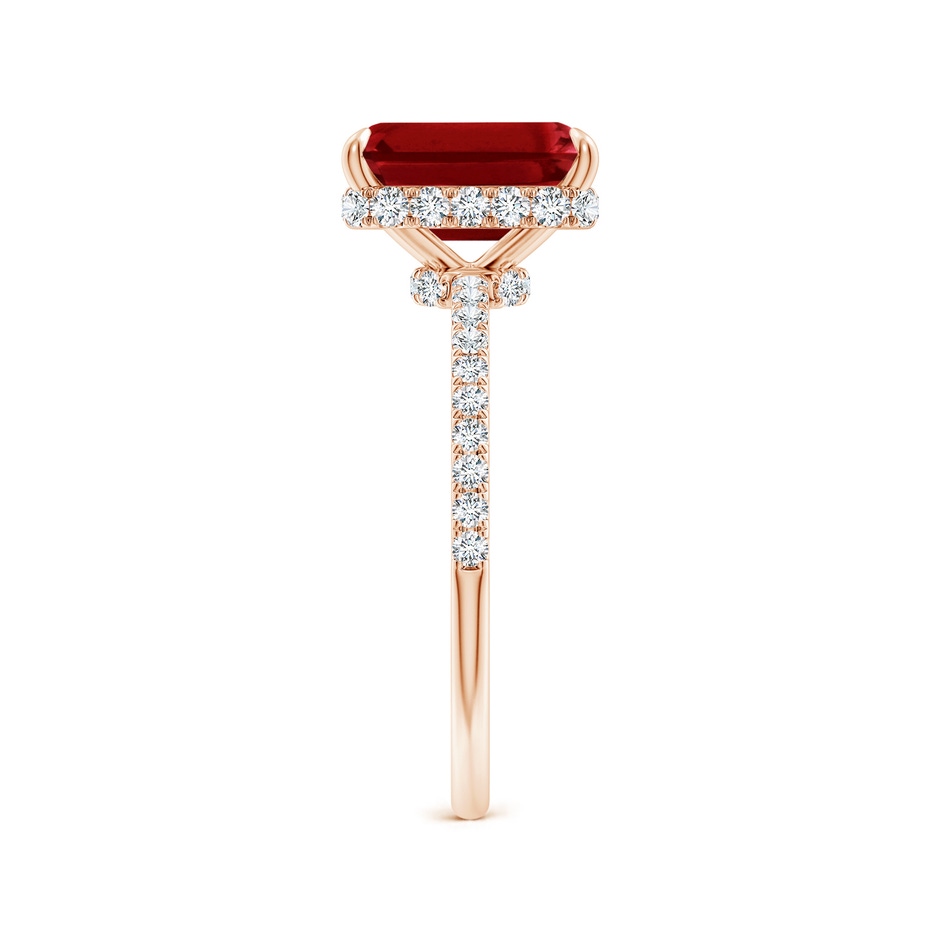 9x7mm AAAA Emerald-Cut Ruby Hidden Halo Classic Engagement Ring in Rose Gold side 299