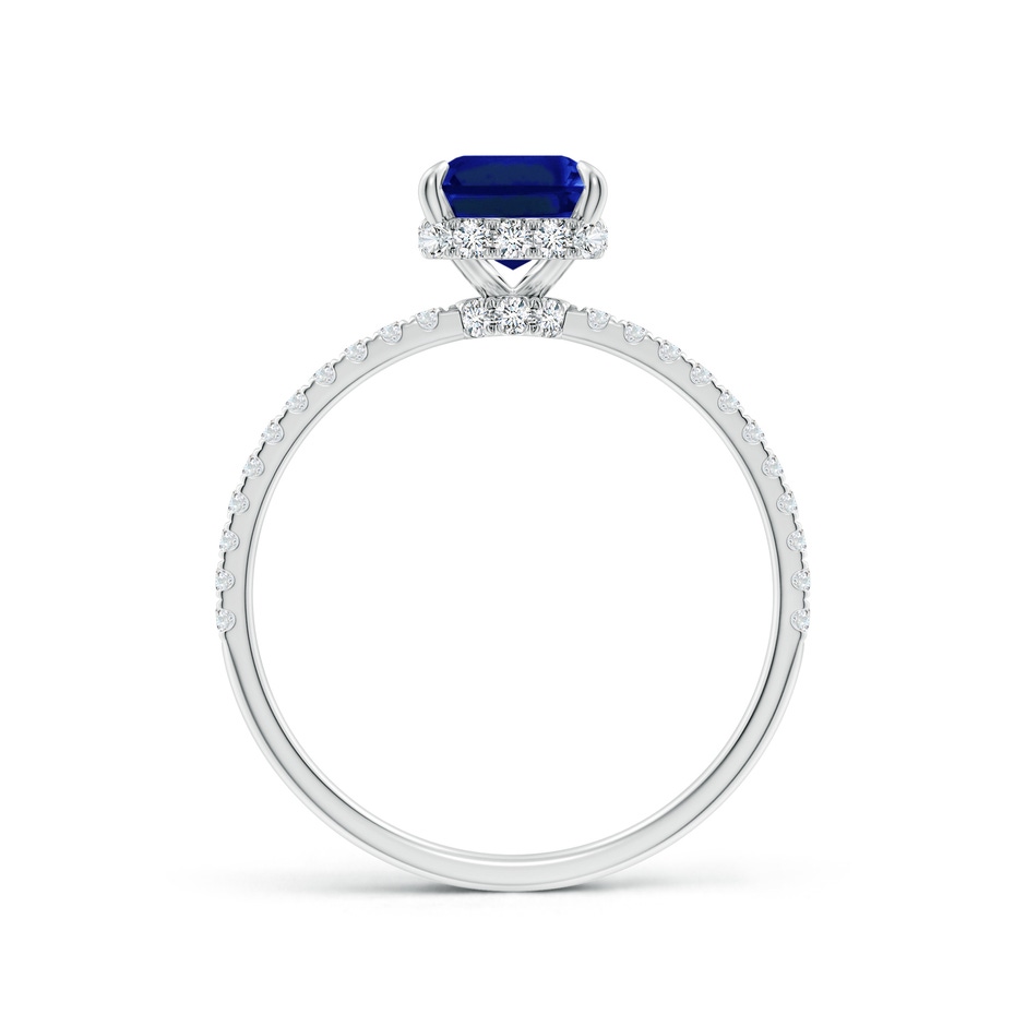 8x6mm Lab-Grown Emerald-Cut Blue Sapphire Hidden Halo Classic Engagement Ring in White Gold side 199