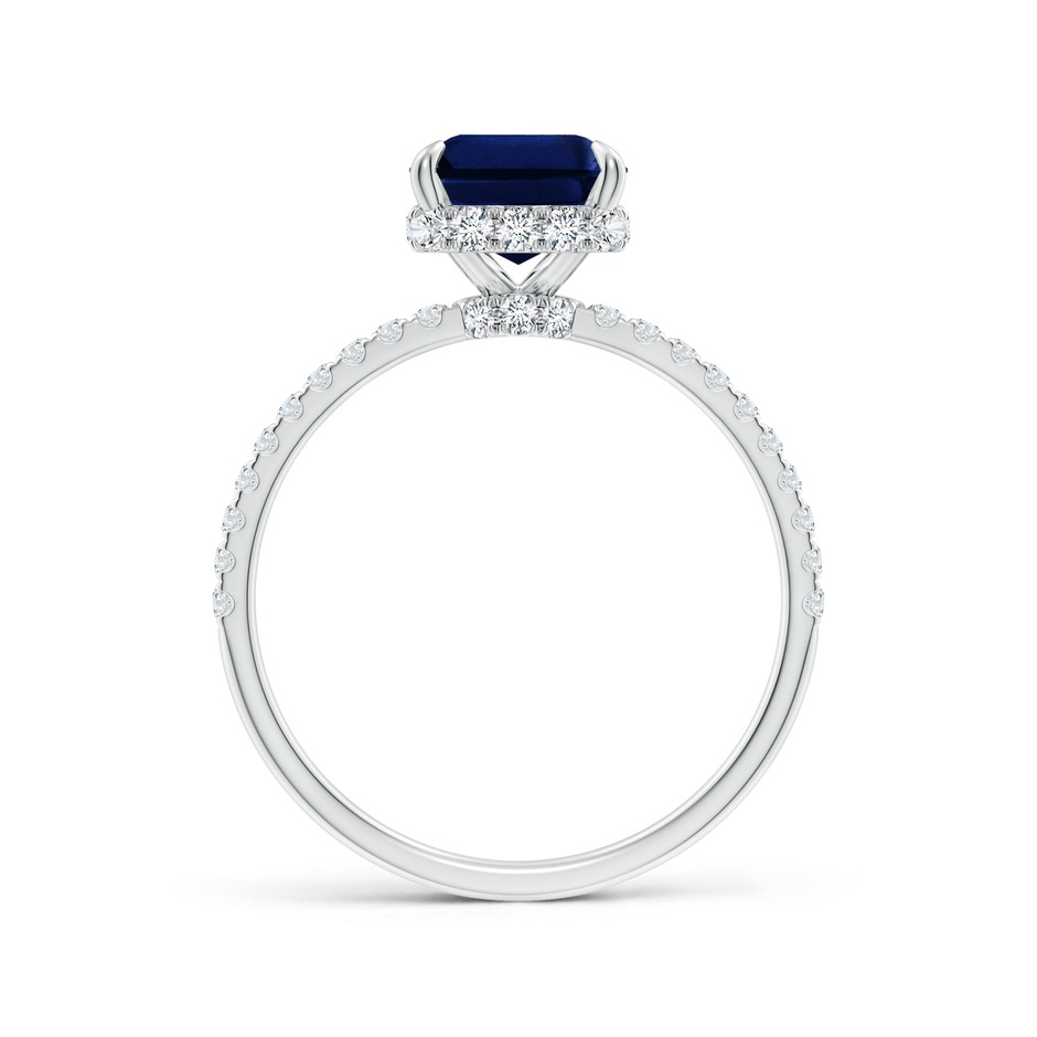 9x7mm AAA Emerald-Cut Blue Sapphire Hidden Halo Classic Engagement Ring in White Gold side 199