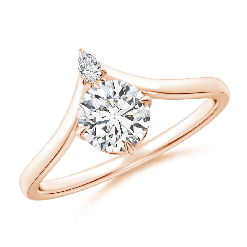 5.9mm HSI2 Prong-Set Round Diamond Chevron Engagement Ring in Rose Gold 