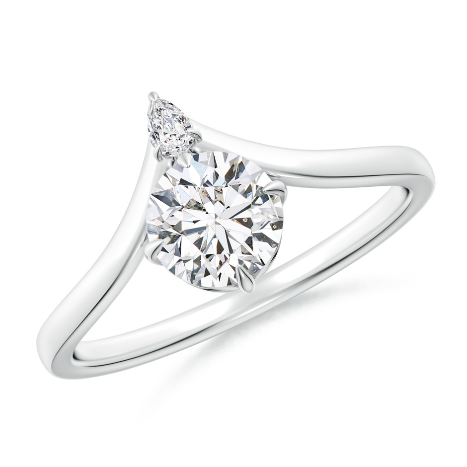 5.9mm HSI2 Prong-Set Round Diamond Chevron Engagement Ring in White Gold 