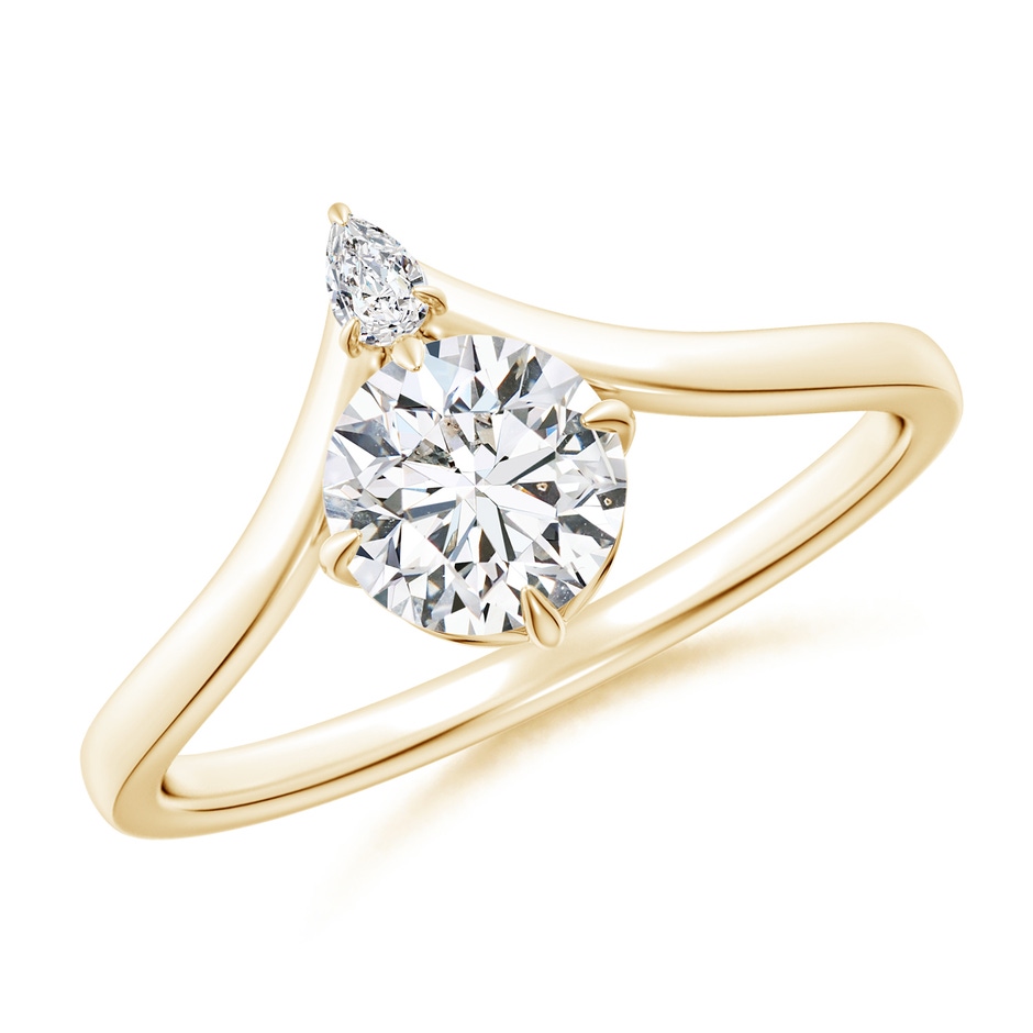 5.9mm HSI2 Prong-Set Round Diamond Chevron Engagement Ring in Yellow Gold 