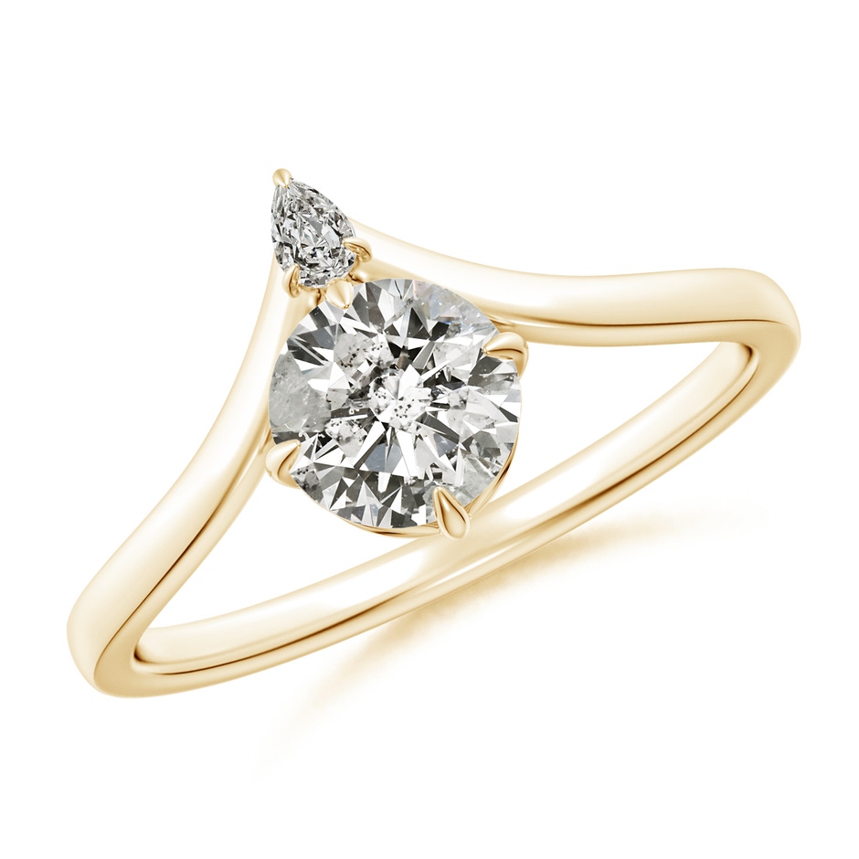 5.9mm KI3 Prong-Set Round Diamond Chevron Engagement Ring in Yellow Gold 
