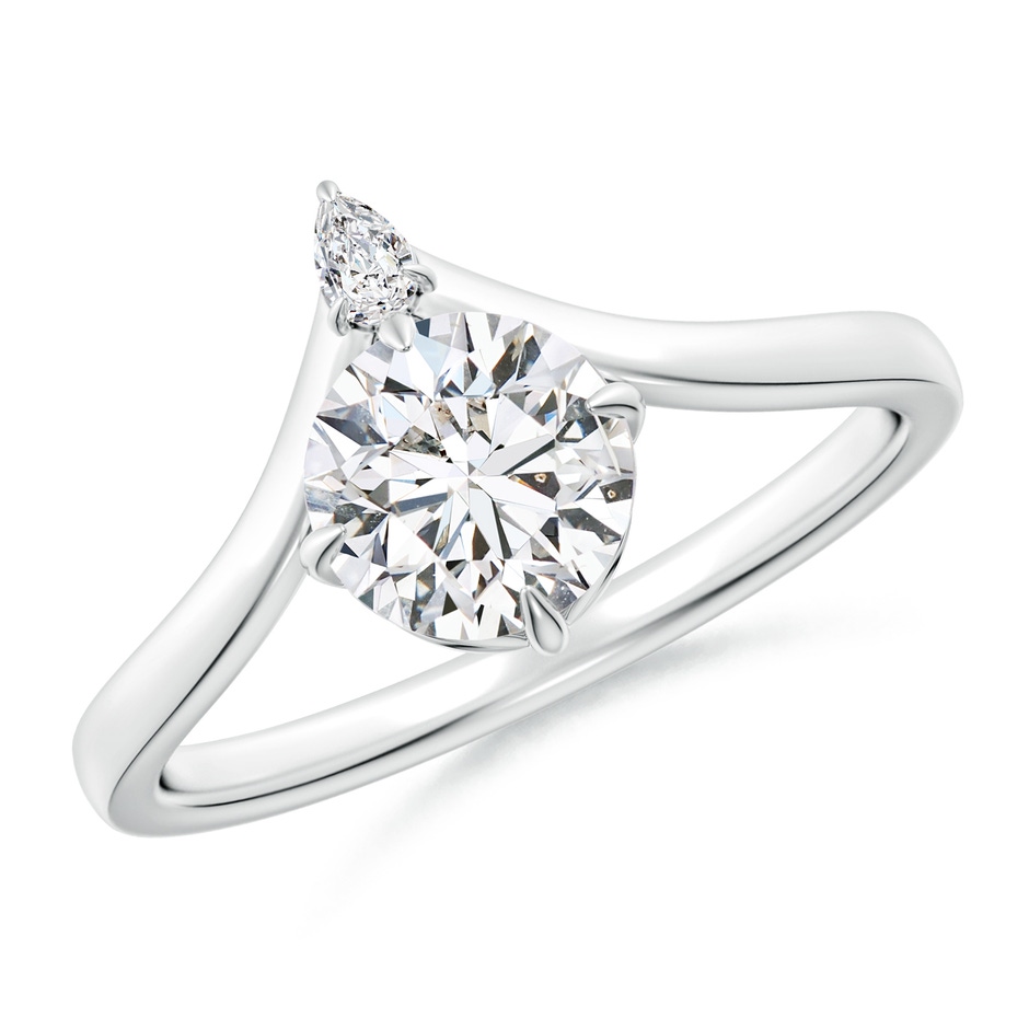 6.4mm HSI2 Prong-Set Round Diamond Chevron Engagement Ring in White Gold 