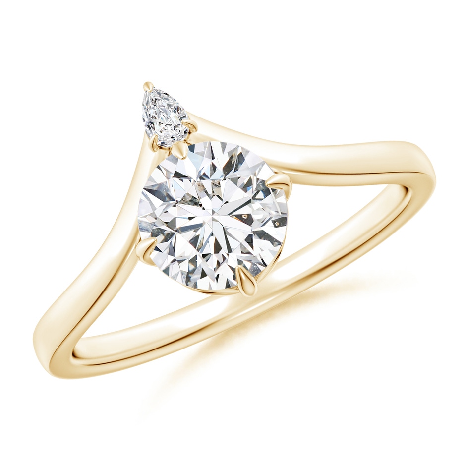 6.4mm HSI2 Prong-Set Round Diamond Chevron Engagement Ring in Yellow Gold 