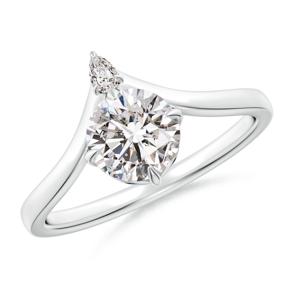 6.4mm IJI1I2 Prong-Set Round Diamond Chevron Engagement Ring in P950 Platinum 