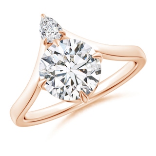 8mm HSI2 Prong-Set Round Diamond Chevron Engagement Ring in Rose Gold