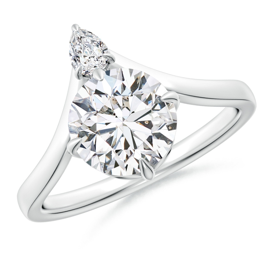 8mm HSI2 Prong-Set Round Diamond Chevron Engagement Ring in White Gold 
