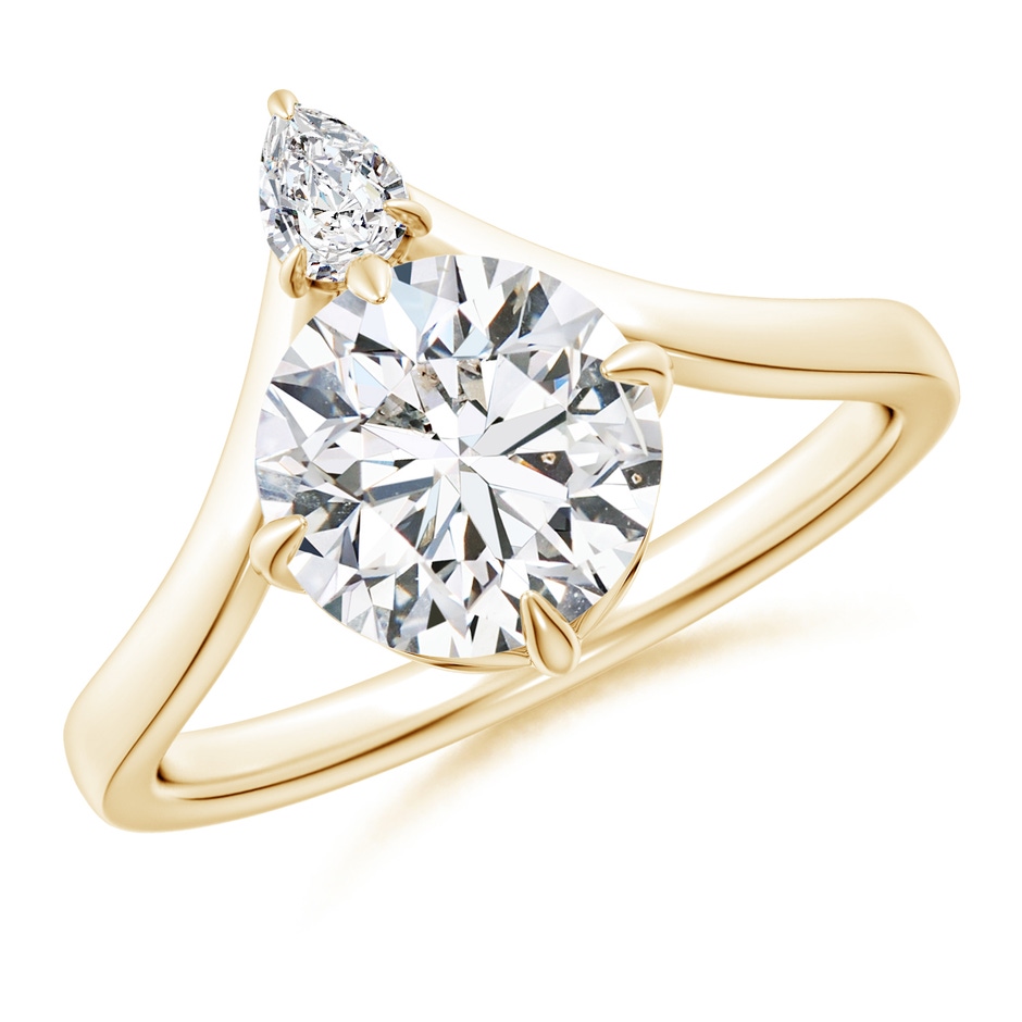 8mm HSI2 Prong-Set Round Diamond Chevron Engagement Ring in Yellow Gold 
