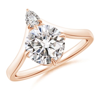 8mm IJI1I2 Prong-Set Round Diamond Chevron Engagement Ring in Rose Gold