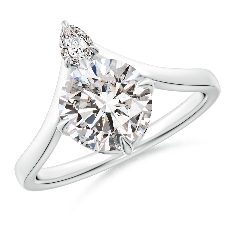 8mm IJI1I2 Prong-Set Round Diamond Chevron Engagement Ring in White Gold 